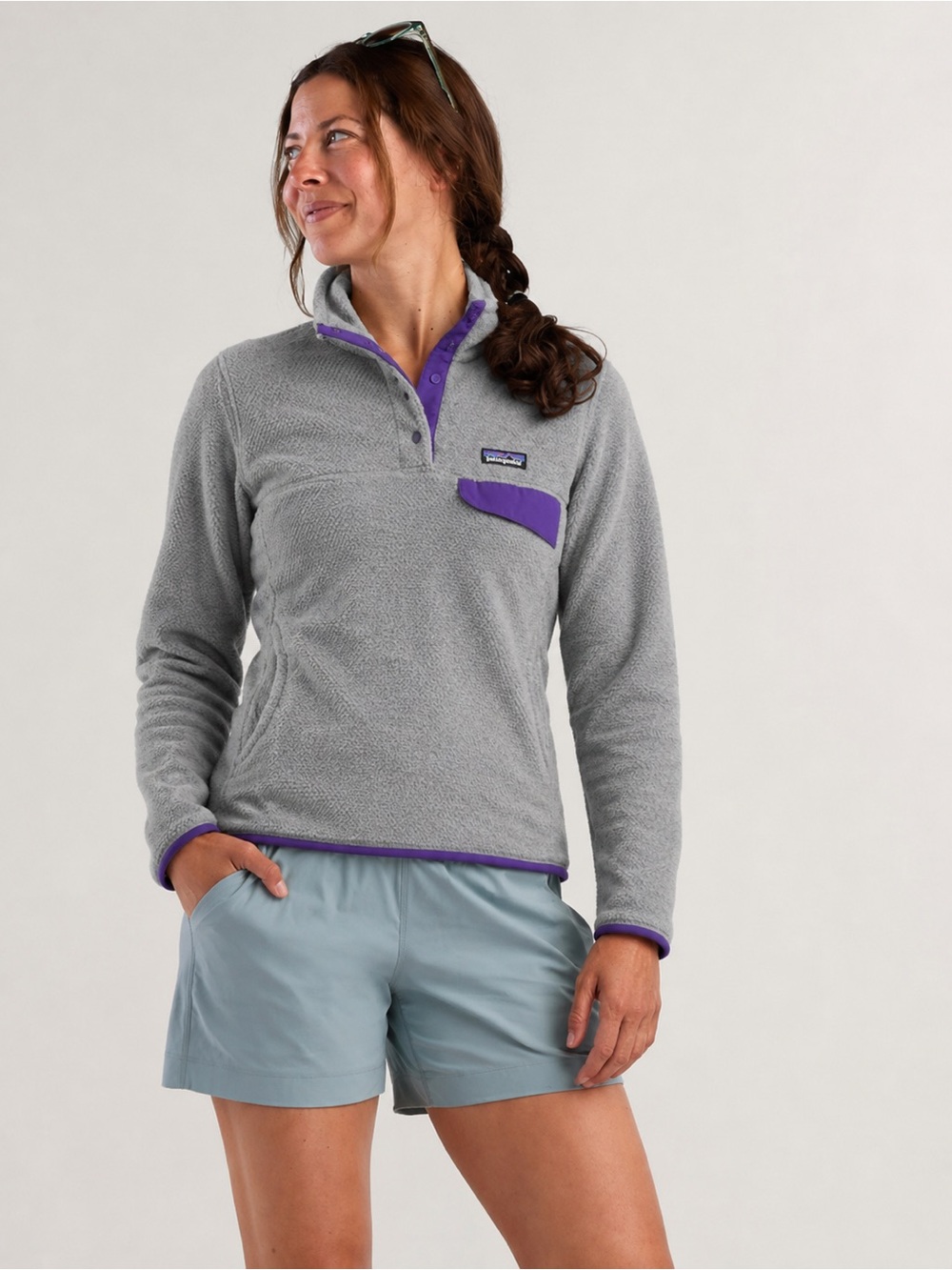 Patagonia Re-Tool Snap T Fleece Pullover Jacket Gray Purple Coat Size Small *i